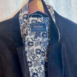 Steve & Barry’s Black Velvet Blazer Jacket XL Floral Lining Tailored Women’s Whi
